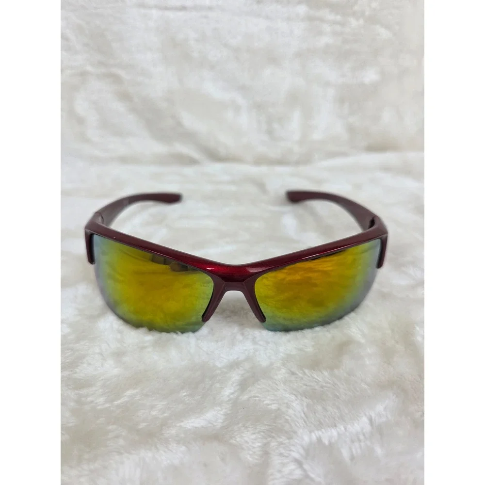 Sport Eyewear Polarized UV400‎ Sunglasses Red Frame Mirrored Lenses Men's